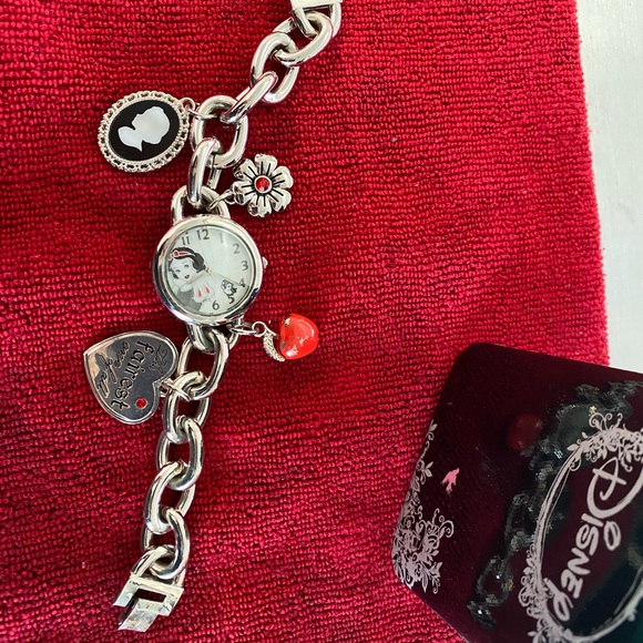 Silver Charm Bracelet Watch with Red Accents - Picture 5 of 5